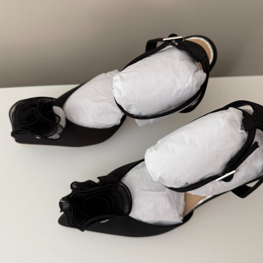 New in Box Jewel Badgley Mischka Taylee Black Ankle Strap Stiletto Heels 10 - Picture 7 of 12